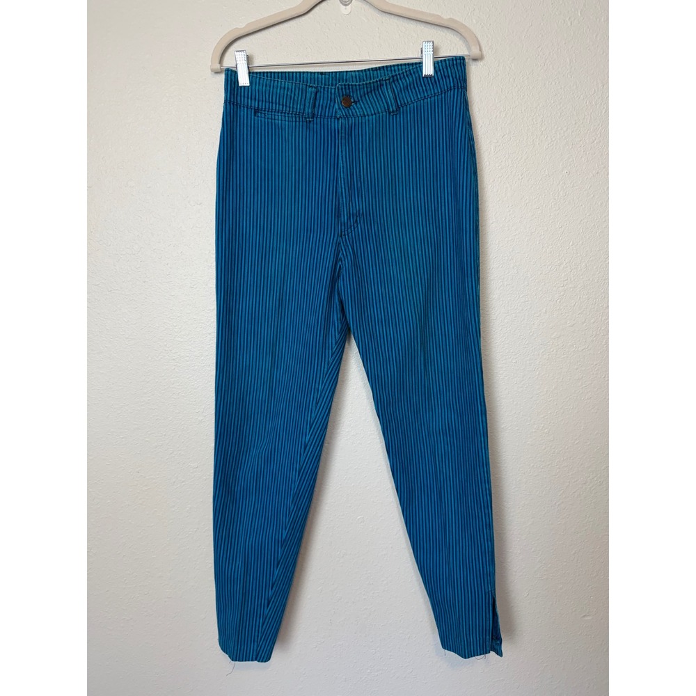 Cheeks by Cherman Vintage Teal Striped High Waisted Tapered Pants Size 11/12
